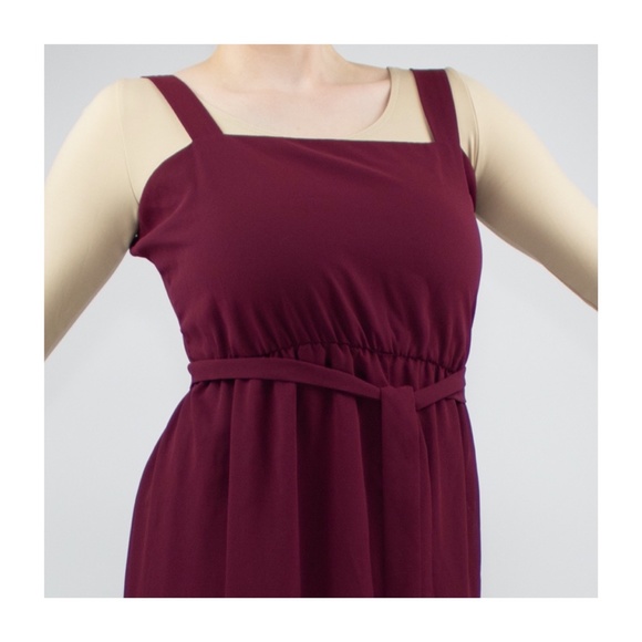 Vintage Crimson Chiffon Tiered Asymmetrical Dress - Picture 2 of 4